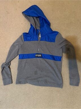 “PINK” brand Gray and Royal Blue Hooded Pullover